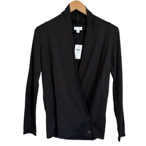 NWT J. Jill (Pure Jill) Black Snap Wrap Cardigan Women’s Size XS